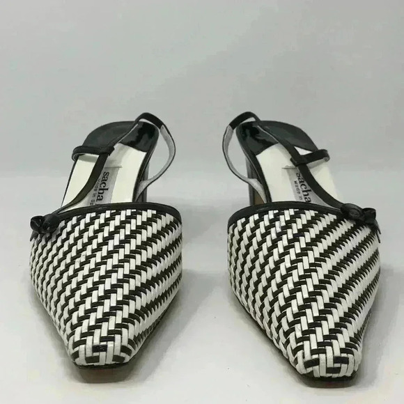 Sacha Made in Spain Black White 8 Wicker Shoes - Picture 2 of 8